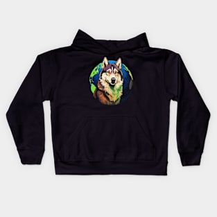 Alaskan Husky Earth Day Kids Hoodie